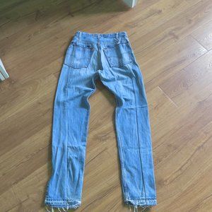 EB Denim Jeans--Unraveled in light wash